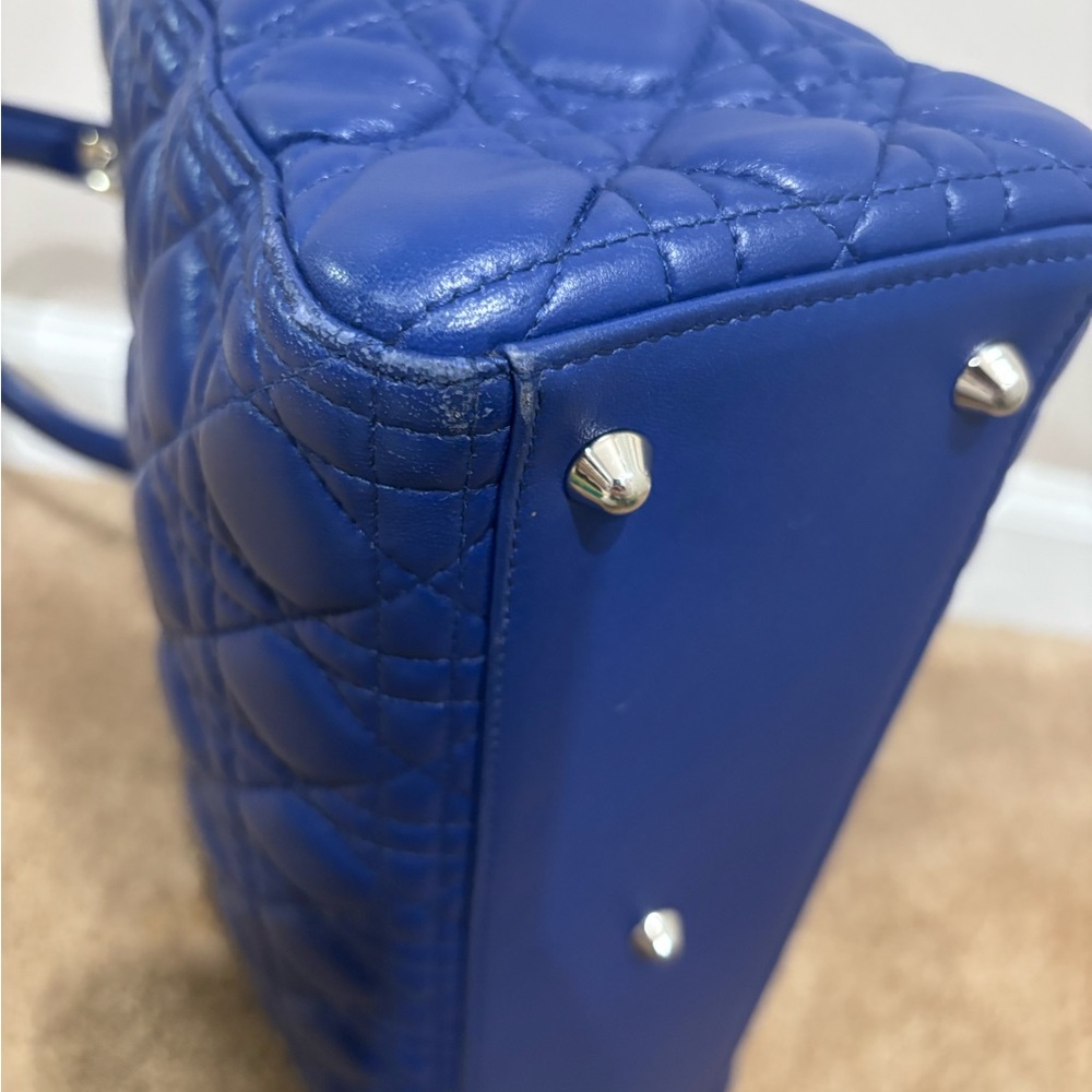 LADY DIOR CANNAGE Blue Quilted Handbag/crossbody/shoulder Lambskin - Picture 5 of 13